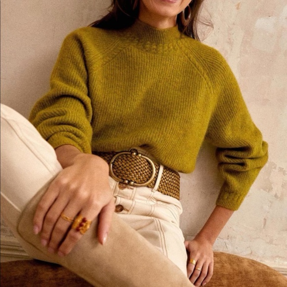 Sezane Otis Jumper in Anis - Baby Alpaca Wool